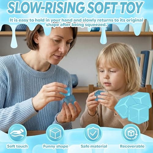 Ziporiajoy Durable Squishy Cube Squeeze Toys, Stress Cube Fidget Toy for Anxiety Relief, Not Easy to Fall Off Sensory Toys for Boys Girls Age 3+ (1 Pcs. 3.5cm PT Blue) thumbnail 5