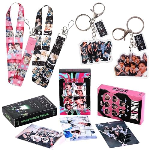 Stray Kids Merch Gift Box Set Including Photocard Holder, 3 Styles 165 Postcards, 200 Stickers, 8 Transparent Cards, 2 Keychain, 2 Lanyards, 2 Badges and Phone Ring Holder for Fans Women thumbnail 5