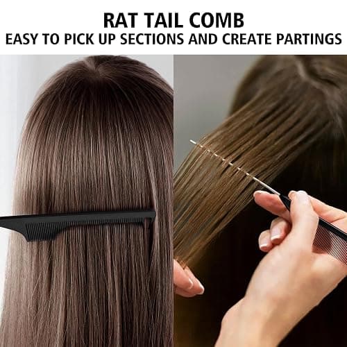 3 Pieces Hair Styling Comb Set Teasing Brush Rat Tail Comb Edge Brush for Edge&Back Brushing, Combing, Slicking Hair for Women (Black) thumbnail 7