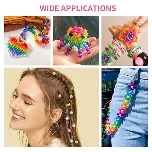 1000+pcs Glitter Pony Beads Bulk, Acrylic 9mm Large Plastic Bead for Bracelets Big Hole Hair Braids Crafts DIY Projects thumbnail 5
