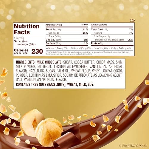 Ferrero Rocher Chocolate Candy, Hazelnut Milk Chocolates, 3 Ct, 1.3 oz | Individually wrapped hazelnut chocolate, gourmet chocolate candy for gifting a sweet treat or snacking thumbnail 2