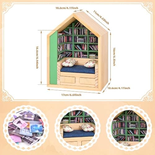 SIHPTO Anxiety Mini Bookshelf with 300pcs Mini Books，Small Nook Decor for Book Lovers, Miniature Book Library,Stress-Relieving Gifts for Family and Friends thumbnail 3