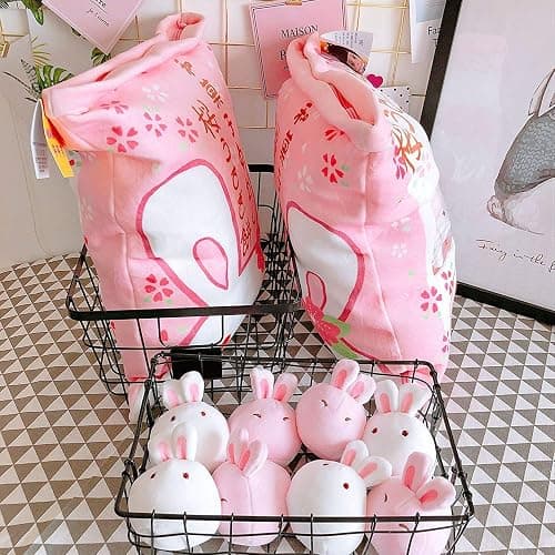 Nenalayo Cute Bag of Cherry Blossom Bunnies Plush Toy Soft Throw Pillow Stuffed Animal Toys Creative Gifts Room Decor Creative Gifts for Girls thumbnail 8