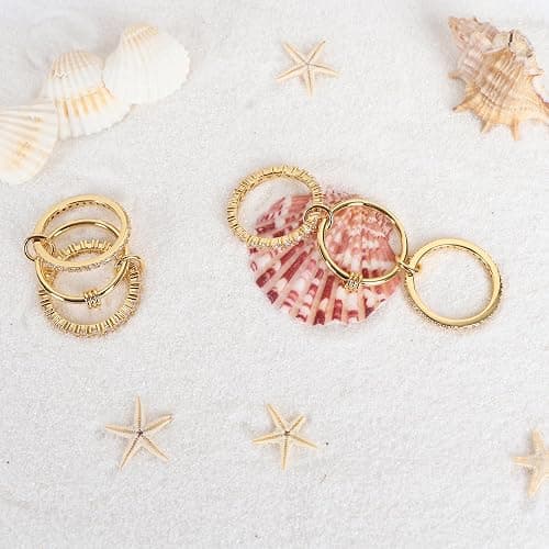 Verfimaci 18K Gold Plated Stackable Rings for Women,Dainty Multi-Link Rings,Chunky Stackable Cubic Zirconia Rings Set Non Tarnish Women Jewelry thumbnail 4