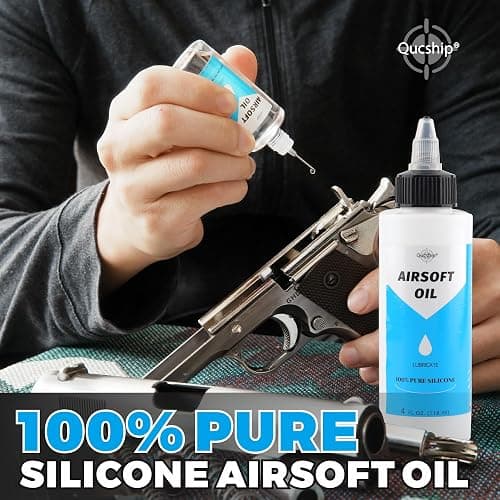Airsoft Oil 4 oz & 1 oz Needle Oiler 100% Silicone Air Gun Oil, Multi-Purpose Airsoft Chamber Lube, All Purpose Silicone Lubricant for All Airgun thumbnail 2