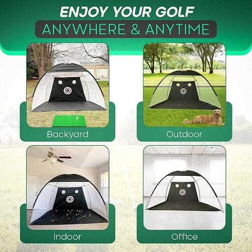 10x7 Ft. Outdoor & Indoor Golf Net & Mat - Includes 6 Sandbags for Better Stability & 5 Foam Practice Balls - Train Your Drive with Our Golf Practice Net & Mat to Improve Your Game thumbnail 5