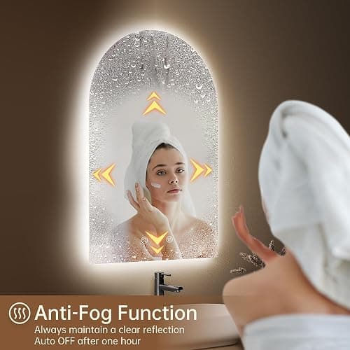 OUMUSU Arched Backlit Mirror Bathroom 24"x36", LED Mirror for Bathroom-Anti-Fog, Dimmable-Bathroom Mirror with Lights,3 Colors thumbnail 3
