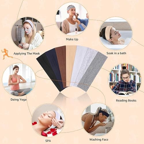DiyJibb Headbands for Women, Stretchy Non Slip Soft Cotton Cloth Hair Bands for Sports, Workout, Yoga and Running, 7pcs thumbnail 6