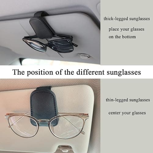 Shering Sunglasses Holders for Car Sun Visor, 2pack Magnetic Leather Glasses Eyeglass Hanger Clip for Car, Visor Sunglasses Holder Clip Car Accessories for Truck | Magnetic Leather Eyeglass Hanger Clip for Car Visor, One-Hand Easy Operation, Interior Car Accessories for SUV & Truck thumbnail 5
