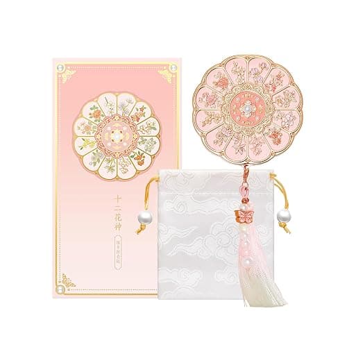 Imperblooms Twelve Flower Goddesses Compact Mirror, Mini Makeup Mirror with Small 2X Magnifying, Portable Double Sided Pocket Mirror for Purse, Pink Gifts for Women Girls - Image 1