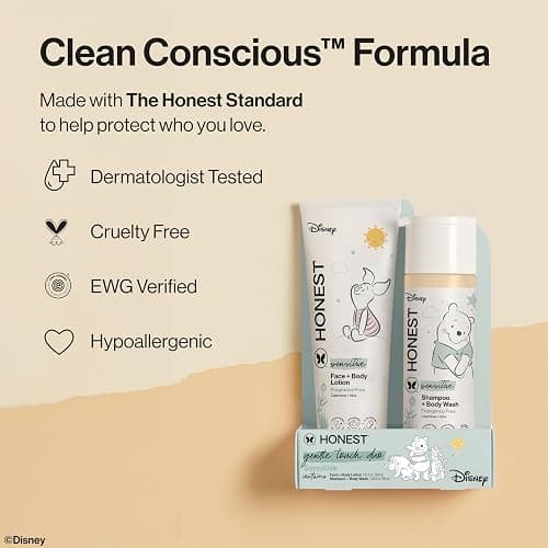 The Honest Company 2-in-1 Cleansing Shampoo and Body Wash, Face Lotion Bundle, Disney Design, Gentle for Baby, Dermatologist Tested, Sensitive Fragrance-Free, 18.5 fl oz thumbnail 5
