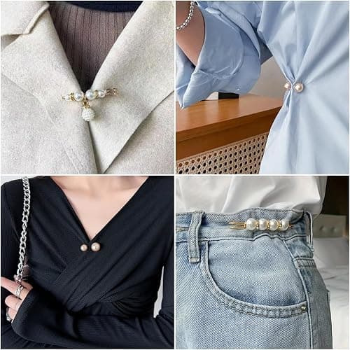 ELLEWIN 60 Pcs Charms for Socks Shoe Charms Safety Pin Brooch Gold Charms for Women Pearl Rhinestone Brooch Pins Junk Socks Pins Kit for Hat Clothes Shoe thumbnail 5