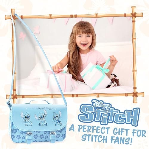Disney Stitch Handbag Girls & Teenagers Shoulder Bag with Long Strap | Sling Shoulder Bag with Adjustable Straps, Cute Purse with Zip Compartments for Shopping, Vacation, Travel Gifts thumbnail 2
