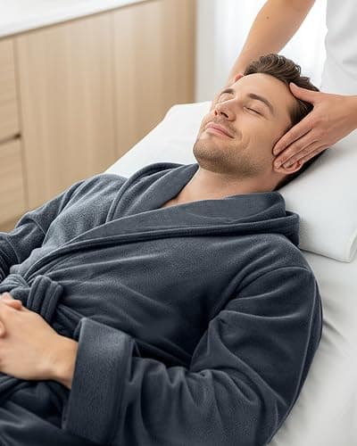 NY Threads Mens Robe with Hood, Luxury Plush Fleece Hooded Mens Bathrobe, Spa Bath Robe for Men thumbnail 6