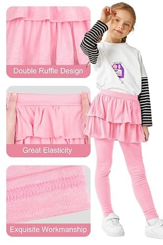 Resinta 3 Pack Girls School Uniform Pants Girls Leggings with Skirt Winter Warm Leggings 4-14 Years thumbnail 3