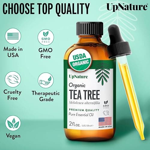 UpNature Tea Tree Oil - 100% Pure USDA Certified Organic Tea Tree Essential Oils for Skin, Hair, Toenail, Body and Scalp (2oz) thumbnail 7
