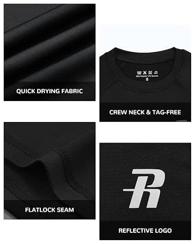 Runhit Boys Compression Shirt Short Sleeve Youth Basketball Undershirt Kids Quick Dry Athletic Base Layer T-Shirt thumbnail 4