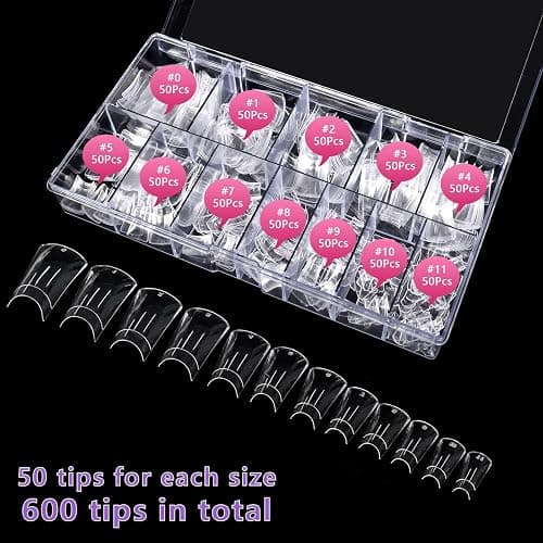 Laza 600pcs Medium Length Duck Nail Tips 12 Sizes Box-packed Clear Duck Nails Half Cover Wide Nail Tips French False Nail Tips for Acrylic Nails Extension Tips — 28MM thumbnail 4