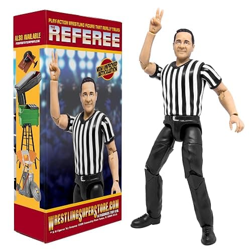 Figures Toy Company Ultimate Three Counting & Talking Wrestling Referee Action Figure with Deluxe Articulation for Wrestling Action Figures - Image 1