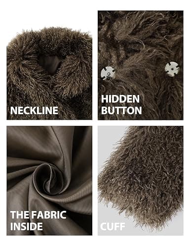 Wyeysyt Womens Faux Fur Coat Cropped Lapel Fluffy Fur Jacket Long Sleeve Open Front Shaggy Fuzzy Outerwear thumbnail 6