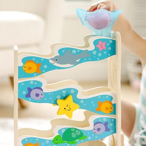 Melissa & Doug Rollables Ocean Slide Wooden Baby Ball Drop Toy, 5-Piece Ocean-Themed Infant Toys, Early Learning Activity for Fine Motor Skills & Sensory Play, Toddler Toys for Kids Ages 12m+ thumbnail 7
