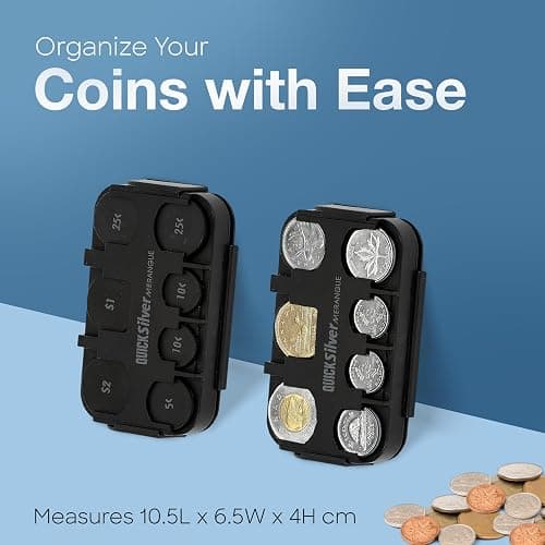 Merangue Quick Silver Coin Dispenser, Coin Holder for Canadian Coins, Car Accessories for Clutter-Free Storage, Alternative to Coin Purse for Automotive Vehicles, Pockets, or Purses, Black thumbnail 2