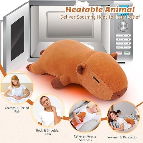 Weighted Capybara Microwavable Heating Pad-1.8lb Weighted CapybaraHeating Pads for Cramps &Period Pain Relief for Women, Plush Heatable & Coolable Stuffed Animals Bedtime Birthday Gift for Women Kids thumbnail 6