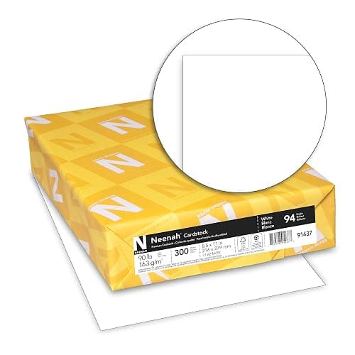Neenah Index Cardstock, 8.5" x 11", 90 lb/163 gsm, White, Lightweight, 94 Brightness, 300 Sheets (91437) - Image 1