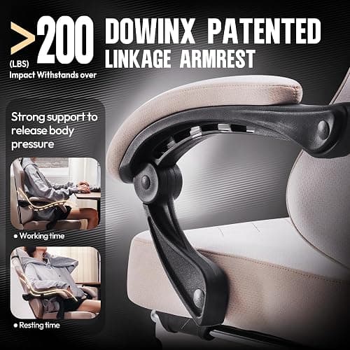 Dowinx Gaming Chair with Pocket Spring Cushion, High Back Ergonomic 360° Swivel Chair for Office Gaming, Massage Lumbar Support with Footrest for Adults, 300LBS Capacity, Beige for Office Gaming thumbnail 6