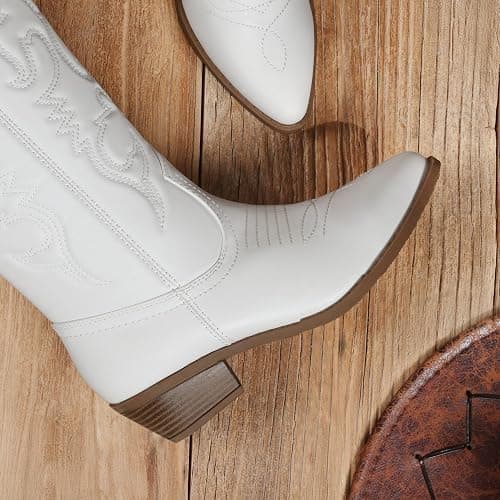 DREAM PAIRS Women's Cowboy Boots Pull On Cowgirl Boots Mid Calf Western Boots, Available in Regular and Wide Calf thumbnail 2