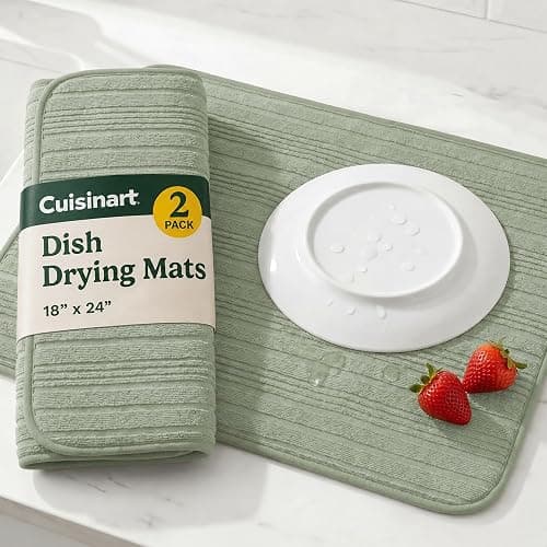 Cuisinart Dish Drying Mat for Kitchen Counter, 2-Pack XL 18"x24" | Ultra absorbent, quick-dry microfiber, machine washable countertop pad, safe for granite and quartz, ideal for large loads - Image 1