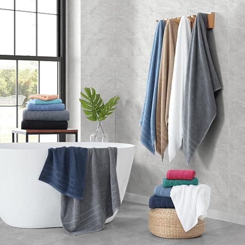Casa Platino Luxury Cotton Bath Towel Set - 18 PCs - Low Twist, Soft & High Absorbency - 6 Bath, 6 Wash Cloth, 6 Hand Towels - Classic Hotel Quality, Durable & Ideal for Modern Bathrooms - Navy Blue thumbnail 9
