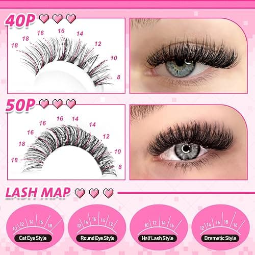 wiwoseo Wispy Lash Clusters Eyelash Extensions Natural Eyelash Clusters 560pcs Individual Lashes 40D+50D DIY Lash Extensions Cluster Lashes Natural Look Lashes Clusters for Beginners (8-18MM) thumbnail 3