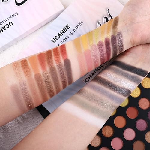 UCANBE Professional Neutral Smokey Eyeshadow Makeup Palette, Matte Shimmer Metallic Black Grey Dark Goth Eye Shadows for Halloween, Pigmented Warm Smoky Naked Nude Rosy Gold Brown Pallet Make Up Kit thumbnail 3