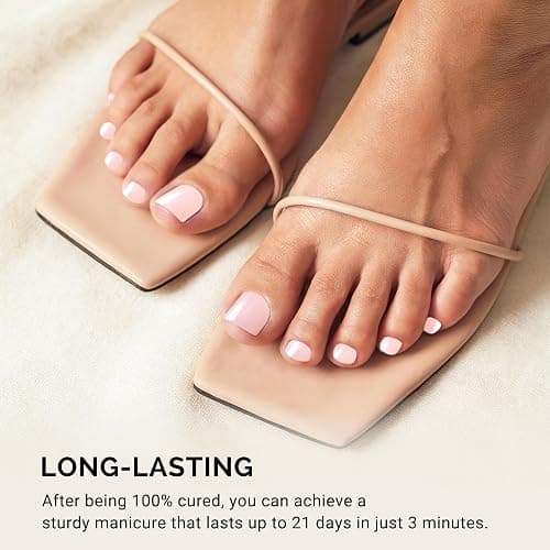 MelodySusie 32Pcs Semi Cured Gel Toe Nail Strips (Shimmer Pink), Pedicure Stickers for Toes, Works with Any UV/LED Lamps, Salon-Quality, Long Lasting, Easy to Apply & Remove thumbnail 3