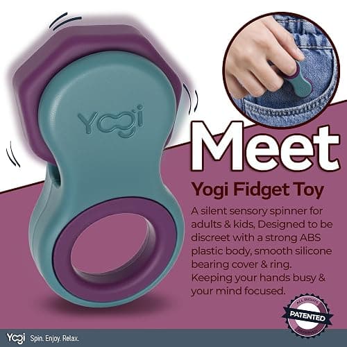 Yogi Fidget Toy for Adults & Kids, Stress Relief Spinner, 5 Silicone Rings | Quiet sensory fidget, silent at work, school & travel, focus & ADHD support, anxiety & stress relief toy, desk fidget, autism thumbnail 2