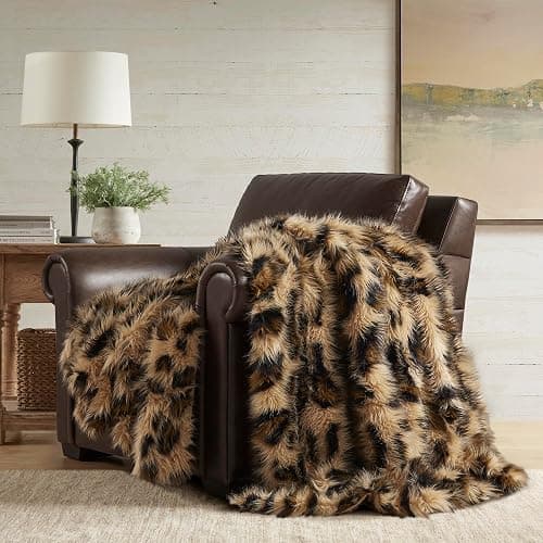 Hyde Lane Faux Fur Throw Blanket, Luxury Fluffy Leopard Blankets for Home Couch Sofa, Fuzzy Plush Animal Coat Color Throws for Decoration, Gift for Women, 50x60 thumbnail 3