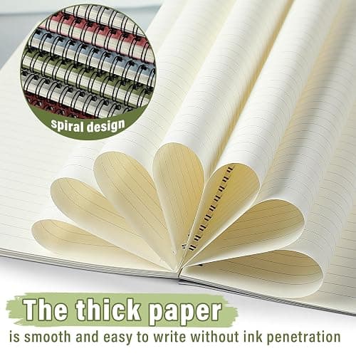 Fuutreo 6 Pack B5 Spiral Notebooks 10.5 x 7.45 Inch College Ruled Aesthetic Journal Kraft Hardcover 70 Sheets (140 Pages) Spiral Notebook for Office Students Work Journaling(Fresh,Morandi) thumbnail 4