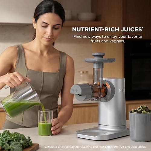 Ninja NeverClog Cold Press Juicer | Powerful Electric Slow Masticating Juicer with Pulp Control | XL Capacity | 24 oz. Juice Jug & 36 oz. Pulp Container | Dishwasher Safe | Gray | 150W | JC151​SL thumbnail 6