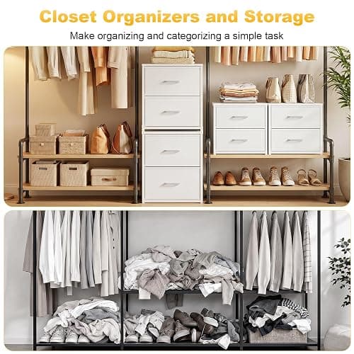 Smoproper 2 Pack Stackable Storage Drawers, Closet Drawers, White | Closet Organizers and Storage Dresser for Closet with Fabric Drawers Ideal for Bedroom & Dorm Storage Clothes Storage thumbnail 5