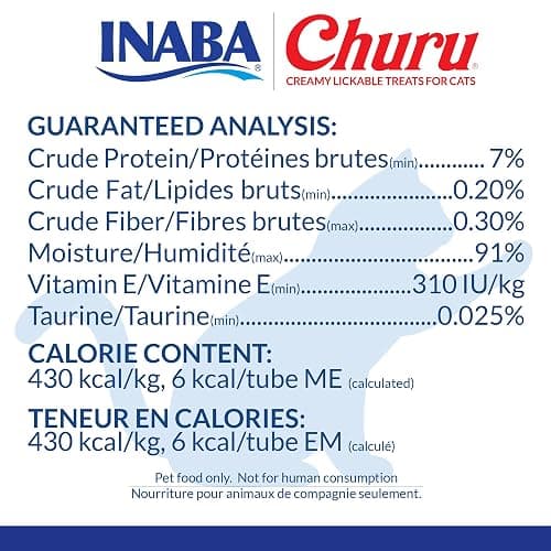 INABA Churu Cat Treats, Grain-Free, Lickable, Squeezable Creamy Purée Cat Treat/Topper with Vitamin E & Taurine, 0.5 Ounces Each Tube, 50 Tubes, Tuna & Seafood Variety thumbnail 9