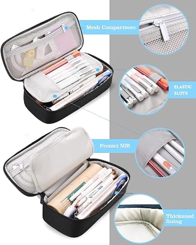 YOKUMA Pencil Case,Large Capacity Pencil Pouch,Aesthetic Zipper Pencil Box, Back to School Supplies for College Student Teen Adults,Travel Essentials,Electronic Cable Organize thumbnail 6