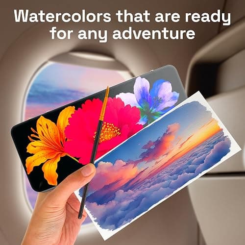 ARTISTRO Deluxe Watercolor Paint Set with Palette & Brush Pens - 100 Colors | Travel Watercolor Paint Set, Portable Painting Kit for Adults, Artists & Kids, Professional Watercolor Supplies thumbnail 5