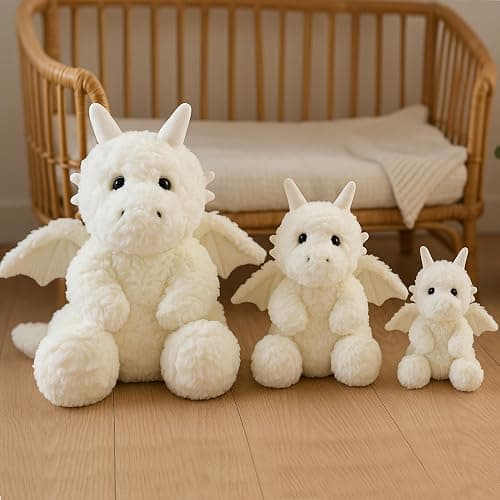 Soft Little Flying Dinosaur Stuffed Plush Pillow, Adorable White Dragon Plush Toy and Birthday Present for Kids, Adults and Collectors(White/7.9in) thumbnail 2