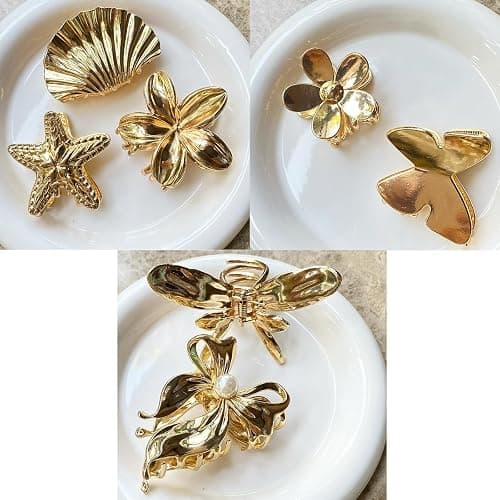 7Pcs Small Gold Hair Claw Clips for Women Metal Seashell Hair Clip for Thick & Thin Hair Gold Starfish Hair Clips for Half Up Half Down Hairstyle Beach Hair Accessories thumbnail 8