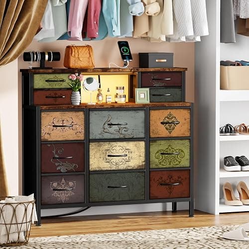 VASICAR Dresser for Bedroom with 13 Drawers 2 Open Shelves Dressing Table thumbnail 7