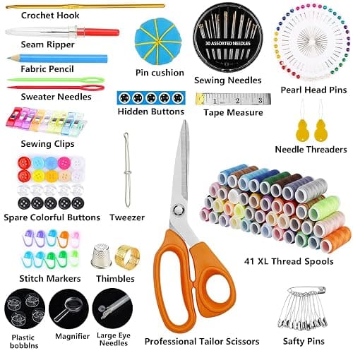 Marcoon Large Sewing Kit, 200 Premium Sewing Supplies, 41 XL Thread Spools, Suitable for Traveller, Adults, Kids, Beginner, Emergency, DIY and Home thumbnail 3
