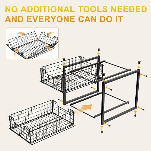 Under Sink Organizer, 2-Tier Pull Out Cabinet Organizer, Kitchen Bathroom Organizer and Storage, Spice Rack for Kitchen, Multi-use Sliding Drawers Shelves, Pack of 2 thumbnail 6
