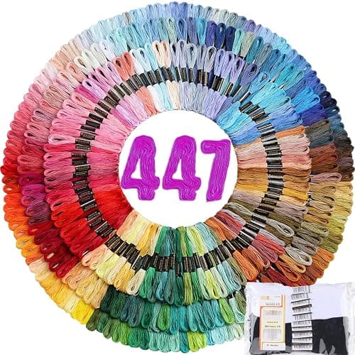 Athena’s Elements Embroidery Floss | Rainbow Thread for Embroidery, Cross Stitch Thread, Crafting Arts Embroidery Strings Bulk with Needles Plus White and Black Floss（447 Colors） - Image 1