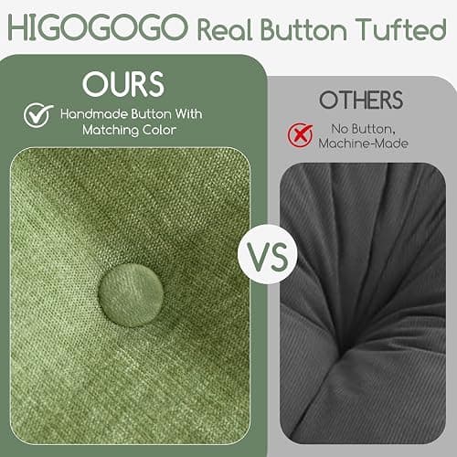 HIGOGOGO Papasan Chair Cushion with Thick Corduroy Cover (Without Chair), Soft Supportive Cushion, Green, 48 x 48 Inch thumbnail 7
